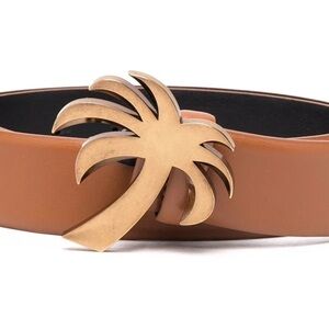 NWT Palm Angels Brown Belt with Gold Palm Tree Buckle 32”-36”